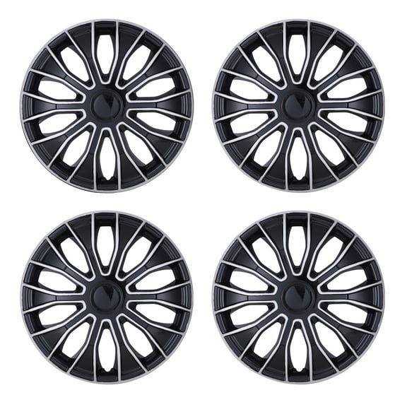 4Pcs 15 inch Universal Hubcaps,Wheel Rims Cover,Snap on Car Truck SUV,ABS+PC,Silver Lacquer & Black Lacquer
