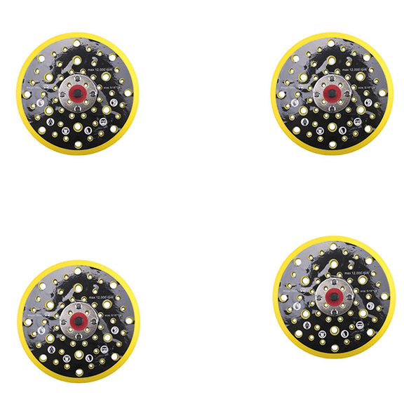 4Pcs 150mm 5/16 Thread 52 Hole Medium Density Random Orbital Sander Hook & Loop Backing Pad Compatible with CEROS,4 * 150mm Medium Density Polyurethane Orbital Sander Backing Pad,Yellow