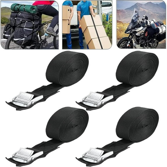 4Pcs 15ft x1 Lashing Straps Tie Down Kayak Padded Strap with Cam Buckles Adjustable Cinch Secure Straps up to 600 lbs for Roof Rack Motorcycle Cargo Trucks Trailer Luggage
