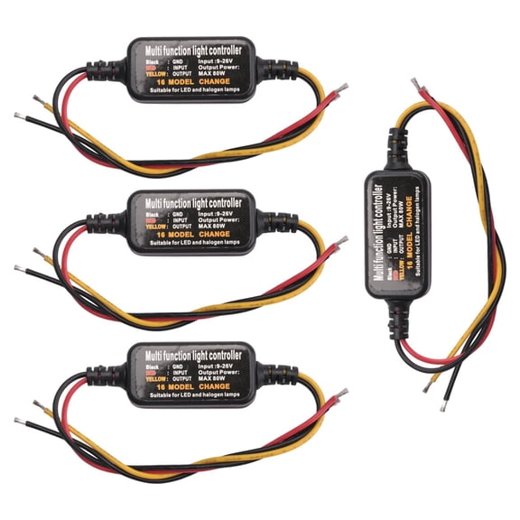 4Pcs 16 Modes Adjustable LED Brake Light Flasher Strobe Controller Universal for Car Motorcycle