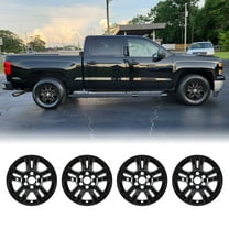 4Pcs 18 inch Alloy Wheel Skins for Chevy Silverado 1500 2014-2018 & Silverado 1500 LD 2019,Snap-on Hubcap for Chevy Suburban / Tahoe 2015-2020,Center Cap can be Reattached,Black Lacquer