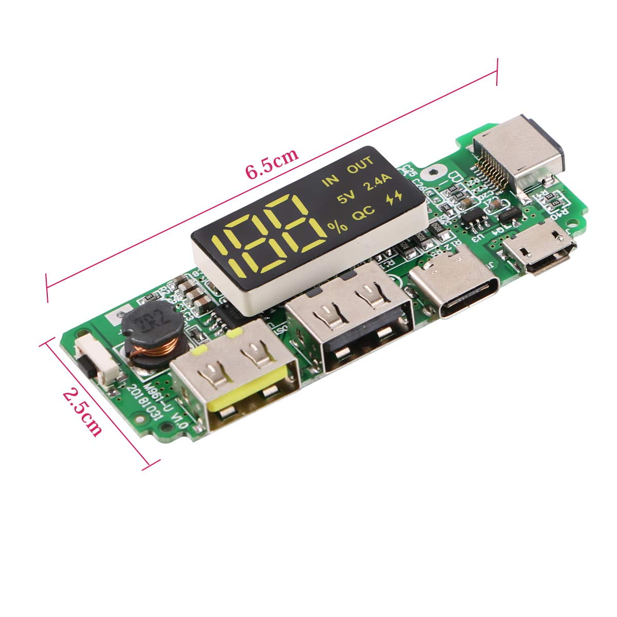 4Pcs 18650 Charging Board Dual USB 5V 2.4A Mobile Power Bank Module 186