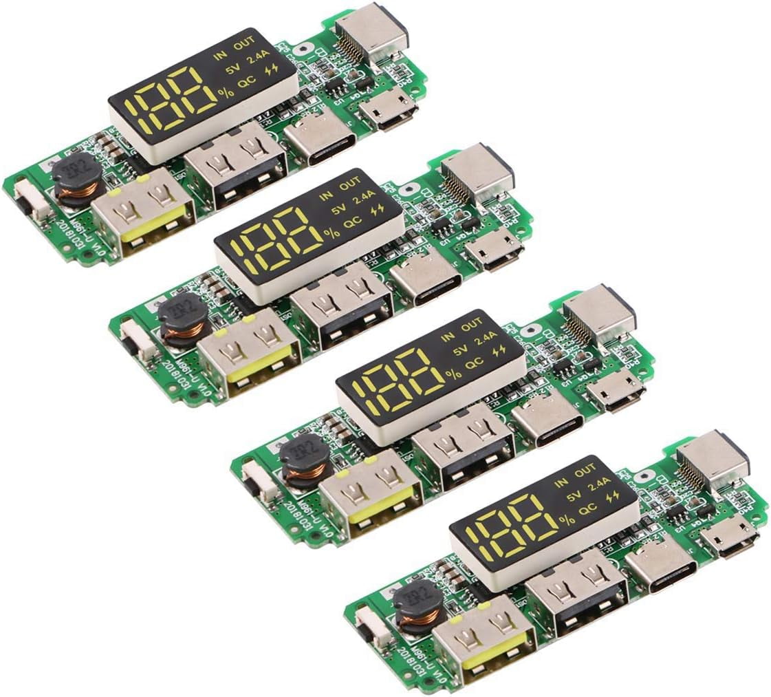 4Pcs 18650 Charging Board Dual Usb 5V 2.4A Mobile Power Bank Module 186