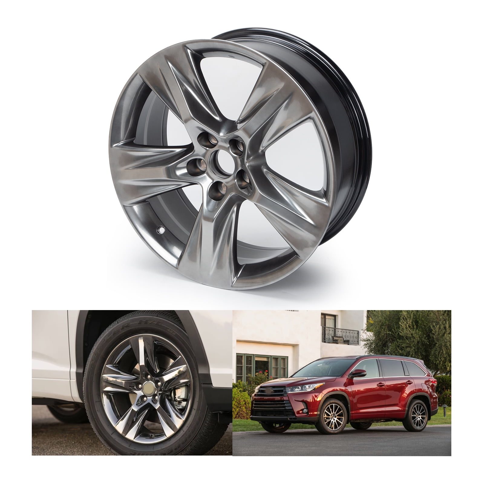 4Pcs 19 Inch Wheel Rim Alloy Rim Black 19x7.5'' for 2014-2019 Toyata ...