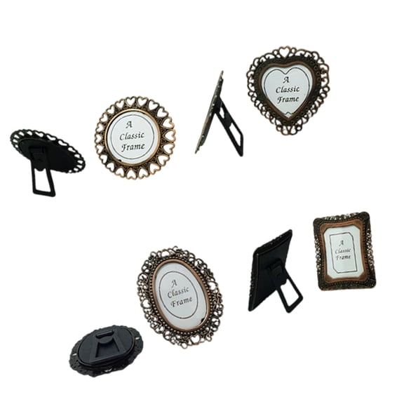 4Pcs 1inch Retro Picture Frame,Assorted Shaped Tiny Metal Diys Photo Frame 1Inch Wallet Size Picture Frames Gifts