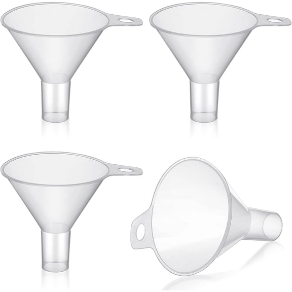 4Pcs 2.56 Inch Clear Plastic Wide Mouth Funnels, for Bottle Filling Water Oil Perfume Kitchen