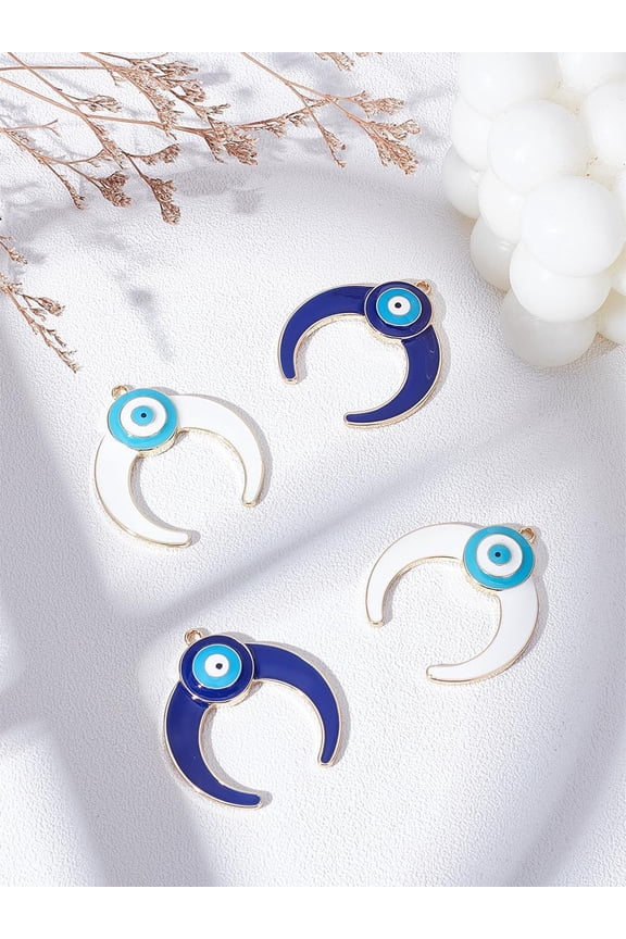 4Pcs 2 Color Charm Alloy Enamel Pendants for Jewelry Making DIY Necklace Earrings Mixed Color