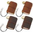 thumbnail image 1 of 4Pcs 2 Colors 1.7 x 1.9inch Mini Travelers Notebook Genuine Leather Cover Strap Refillable Personalized Tiny Travel Journal Blank Pocket Diary Brown, 1 of 6