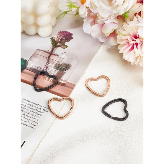 4Pcs 2 Colors 304 Stainless Steel Split Key Rings Heart Shape Key Ring ...