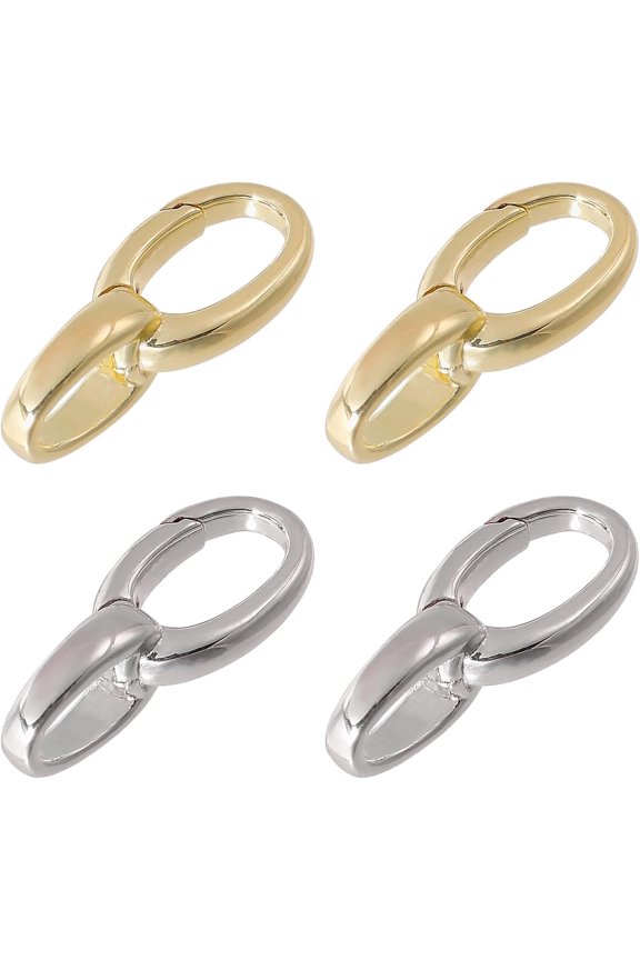 4Pcs 2 Colors Brass Clasps Platinum Golden Charm Holder Pendant Flat Round Clasps Pendant Clasp for Necklace Bracelet Clasps and Closures
