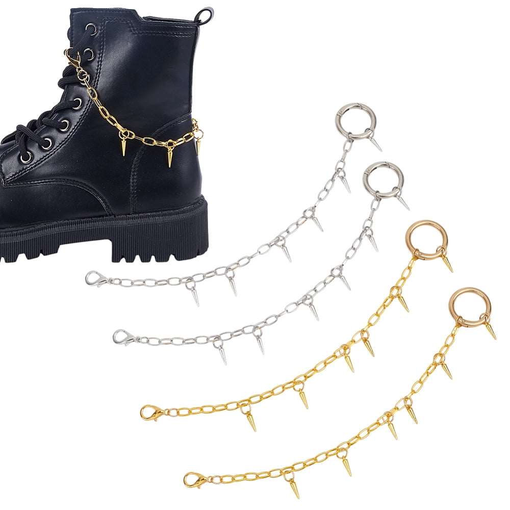 Iron Chain Spring Loop 4Pcs 2 Colors Cone Iron Strap Chains with Alloy Spring Gate Rings ...