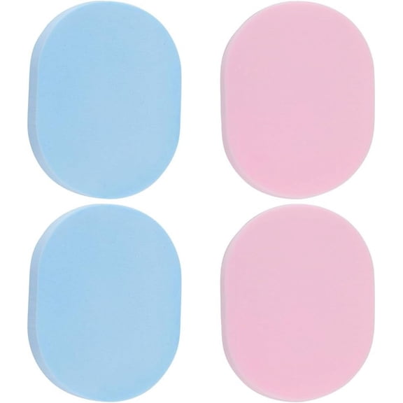 4Pcs 2 Colors Facial Cleansing Sponge Oval Reusable Face Washing Sponge Pink Blue Makeup Remover Sponge Pads