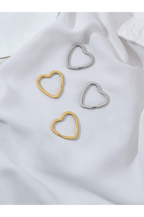 4Pcs 2 Colors Heart Shape Key Ring 304 Stainless Steel Split Key Rings for Keychains Crafts Car Keys and DIY Projects Home Car Office Organization 31x31x3mm Inner Diameter: 23x25mm