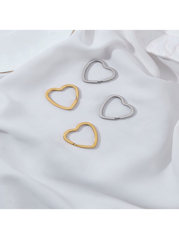 4Pcs 2 Colors Heart Shape Key Ring 304 Stainless Steel Split Key Rings Keychains Crafts Car Keys and Projects Home Car Office