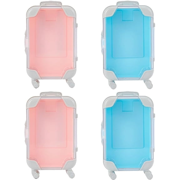 4Pcs 2 Colors Mini Plastic Suitcase Packaging Storage Boxes for Small Items Mixed Color 13x7.9x3.6cm 2pcs/color