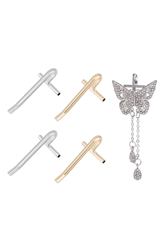 4Pcs 2 Colors Pin to Hair Clip Converter Alloy Brooch to Hair Pin Converter Hair Pin Making Convert Brooch Pin to Hair Pin Converter Brooches Made Into Hairpins Hair Pin Jewelry Making Multi-color