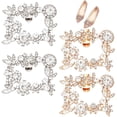 thumbnail image 1 of 4Pcs 2 Colors Rhinestone Shoe Clips Silver Golden Alloy Shoe Decoration Charms Floral Rectangle Detachable Shoe Buckle for Wedding Party High Heels Craft Accessories colorful DIY, 1 of 5
