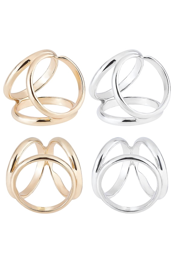 4Pcs 2 Colors Ring Zinc Alloy Scarf Buckle Ring Clasp Holder for Wedding Party Golden Stainless Steel Color 21.5x25x21.5mm