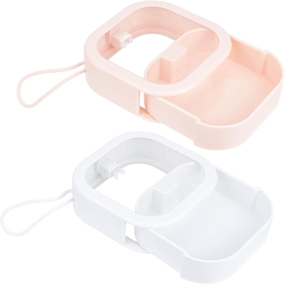 4Pcs 2 Colors Square ABS+TPE Multifunction Pocket-Sized Push Button Storage Box Clear Window Portable Travel Small Items Case with Hanging Rope Mixed Color 17.4cm Box: 11x11x3cm 2pcs/color