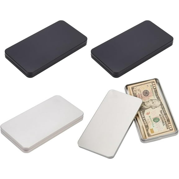 4Pcs 2 Colors Tinplate Box Bead Storage Containers Storage Box Rectangle Mixed Color 17x9x1.5~1.55cm 2pcs/color Material Tinplate