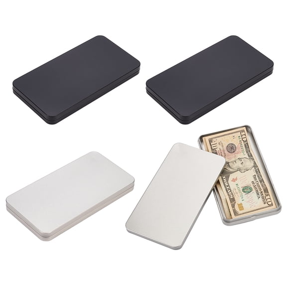 4Pcs 2 Colors Tinplate Box Bead Storage Containers Storage Box Rectangle Mixed Color 17x9x1.5~1.55cm 2pcs/color