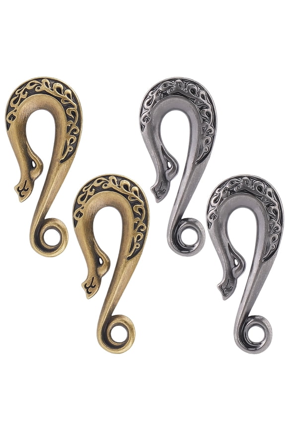 4Pcs 2 Colors U Shape Hook Keychain Fish Hook Key Chain Bronze Silver Key Buckle Belt Wallet Clip Holder Loop Jump Ring Key Ring Pocket