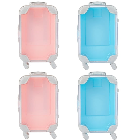 4Pcs 2 Colours Mini Suitcase Party Favor Gift Box Plastic Mini Luggage Empty False Lash Packaging Candy Case Storage Organizer Travel Tool