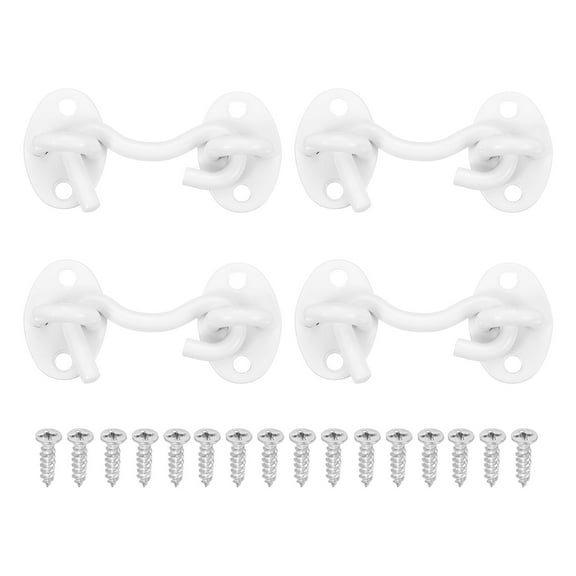 4Pcs 2" Hook and Eyes Catch Door Latch Locks, Stainless Steel Cabin Hooks White