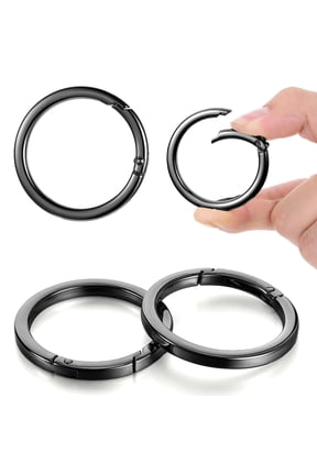 4Pcs 2 Inch Metal O Ring Keychain Rings, Large Black Key Rings Round Carabiner Flat Spring O-Ring Keysring Clip for Purse Strap, Handbag, Key Chain Hooks Accessoriess