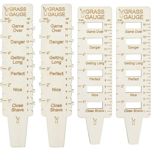 4Pcs 2 Style Wood Grass Gauge Plant Growth Height Measurement Ruler Handmade Lawn Measuring Tool for Outdoor Yard Lawn Garden 4.5mm Thick Floral White