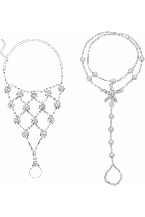 4Pcs 2 Styles Beach Anklets for Women Alloy Clear Rhinestone Boho Ball Barefoot Sandal Chain Foot Ring for Summer Jewelry Gifts diy