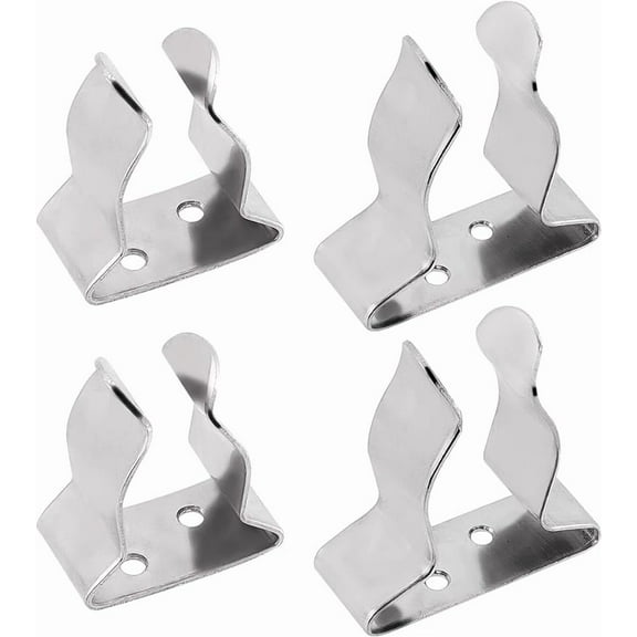 4Pcs 2 Styles Boat Hook Holder Stainless Steel Spring Clamp Boat Oar Holders Marine Spring Clip Silver Bracket Clip Versatile Hook Spring Clamp Holders Hole: 4mm