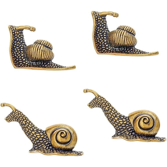 4Pcs 2 Styles Brass Snail Figurines Snail Small Statue Mini Vintage Snail Ornaments Bronze Snail Decor for Home Offices Desktop Garden Yard Decoration