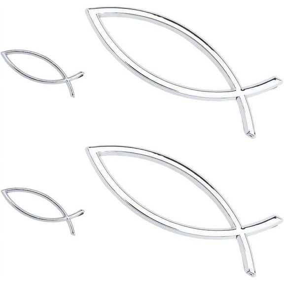 4Pcs 2 Styles Christian Fish Decal Sticker Plastic Christian Fish Sticker Fish Hollow Emblem Faith Fish Emblem Sticker for Car Motorcycle Trucks Walls Windows Vehicle Decoration