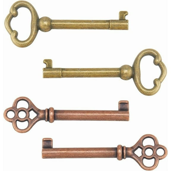 4Pcs 2 Styles Keys Vintage Hollow Barrel Key Alloy Furniture Key Universal Replacement Keys for DIY Making