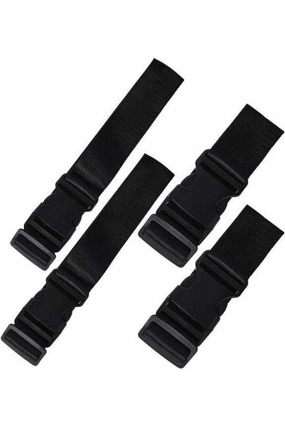 4Pcs 2 Styles Luggage Strap Suitcase Belt Add A Bag Luggage Straps Adjustable Travel Luggage Connect Attachment Backpack Carry Clip Strap with Release Buckle for Carry Bag Packing Black