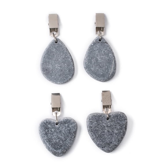 4Pcs 2 Styles Marble Cloth Tablecloth Weights Oval Heart Gray 2pcs/style