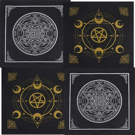 4Pcs 2 Styles Non-woven Square Altar Tarot Tablecloth Star Sun Moon Tablecloth Black 490x490x0.3mm 2pcs/style