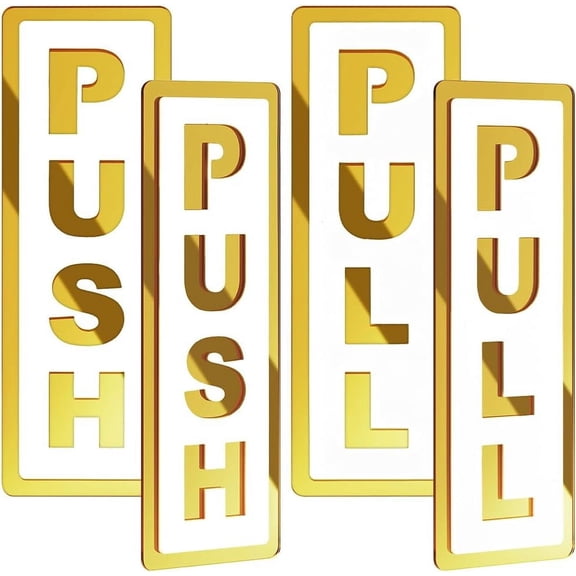 4Pcs 2 Styles Self Adhesive Acrylic Door Signs Rectangle with Word PUSH/PULL Gold 150x50x3mm 2pcs/style diy