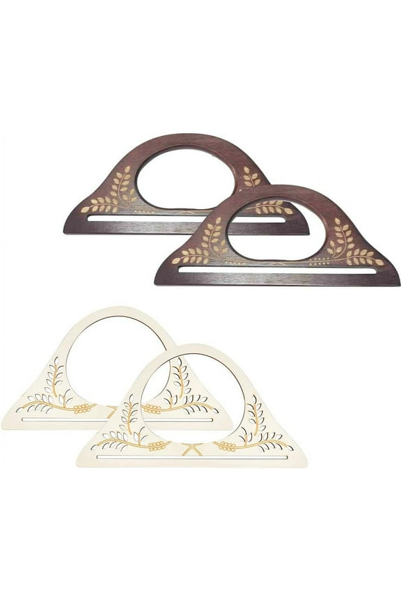 4Pcs 2 Styles Wooden Bag Handle Bag Replacement Accessories Mixed Color 2pcs/style