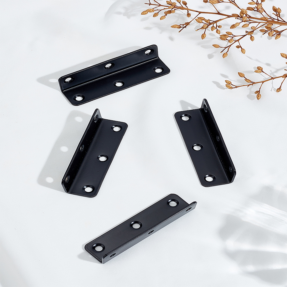 4Pcs 201 Stainless Steel L Shape Right Angle Bracket Rectangle Black ...
