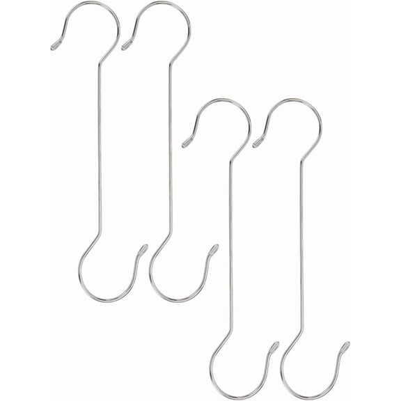 4Pcs 201 Stainless Steel S-shape Hooks Metal Hangers Hanging Hooks Stainless Steel Color for Kitchen Work Shop Bathroom Garden 72mm Long Stainless Steel Color