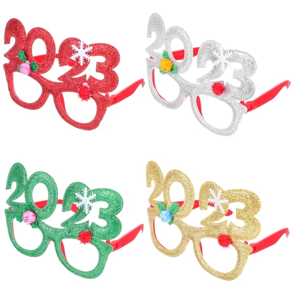 4Pcs 2023 New Year Eyeglasses Novelty New Year Glasses Celebration Party Favor Eyewear Photo Prop for 2023 New Year Eve Party Supplies