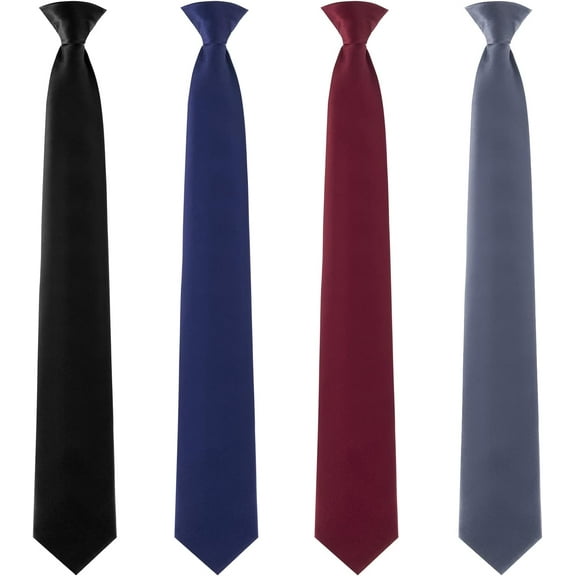 4Pcs 20inch Men's Clip-on Ties Solid Color Men's Tie Pre Tied Clip on Ties for Men Men's Clip on Necktie Men's Button Ties