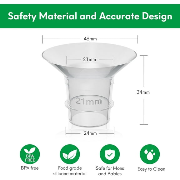 4Pcs 21mm Insert for Breast Pump Replacement Accessories, Flange Insert Compatible with 24mm Flange/Shield of Breast Pumps,Easy to Replace Practical Milk Collection Accessories