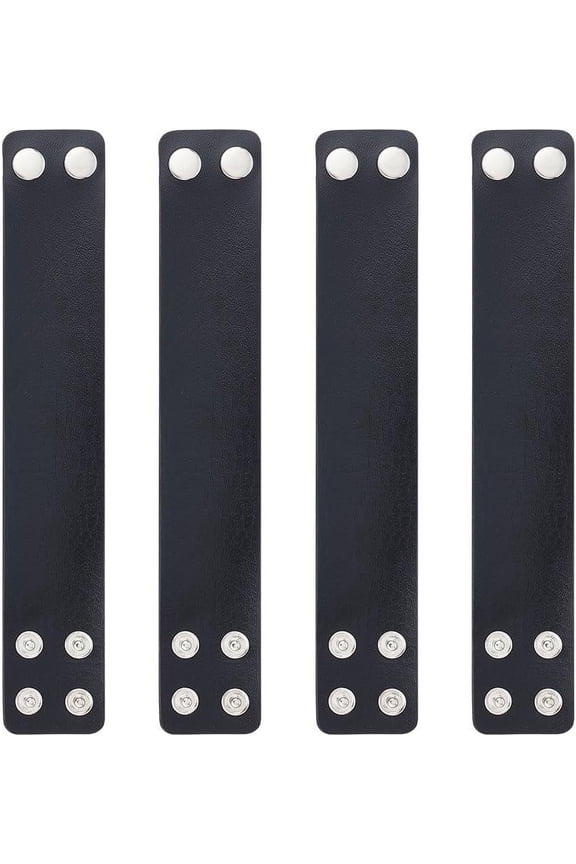 4Pcs 23cm Imitation Leather Plain Bracelets with Duty Belt Keeper 39mm Wide Blank Leather Wristbands Snap Bracelets Wrist Leather Cuffs for DIY Leather Craft