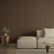 4Pcs 24" x 12" Wood Slat Acoustic Wall Paneling for Modern Interior wall Decor,MDF Accent Wooden Wall Panels,8 Sq.ft,Deep Walnut