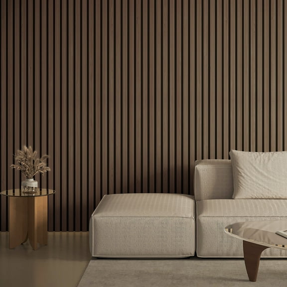 4Pcs 24" x 12" Wood Slat Acoustic Wall Paneling for Modern Interior wall Decor,MDF Accent Wooden Wall Panels,8 Sq.ft,Deep Walnut