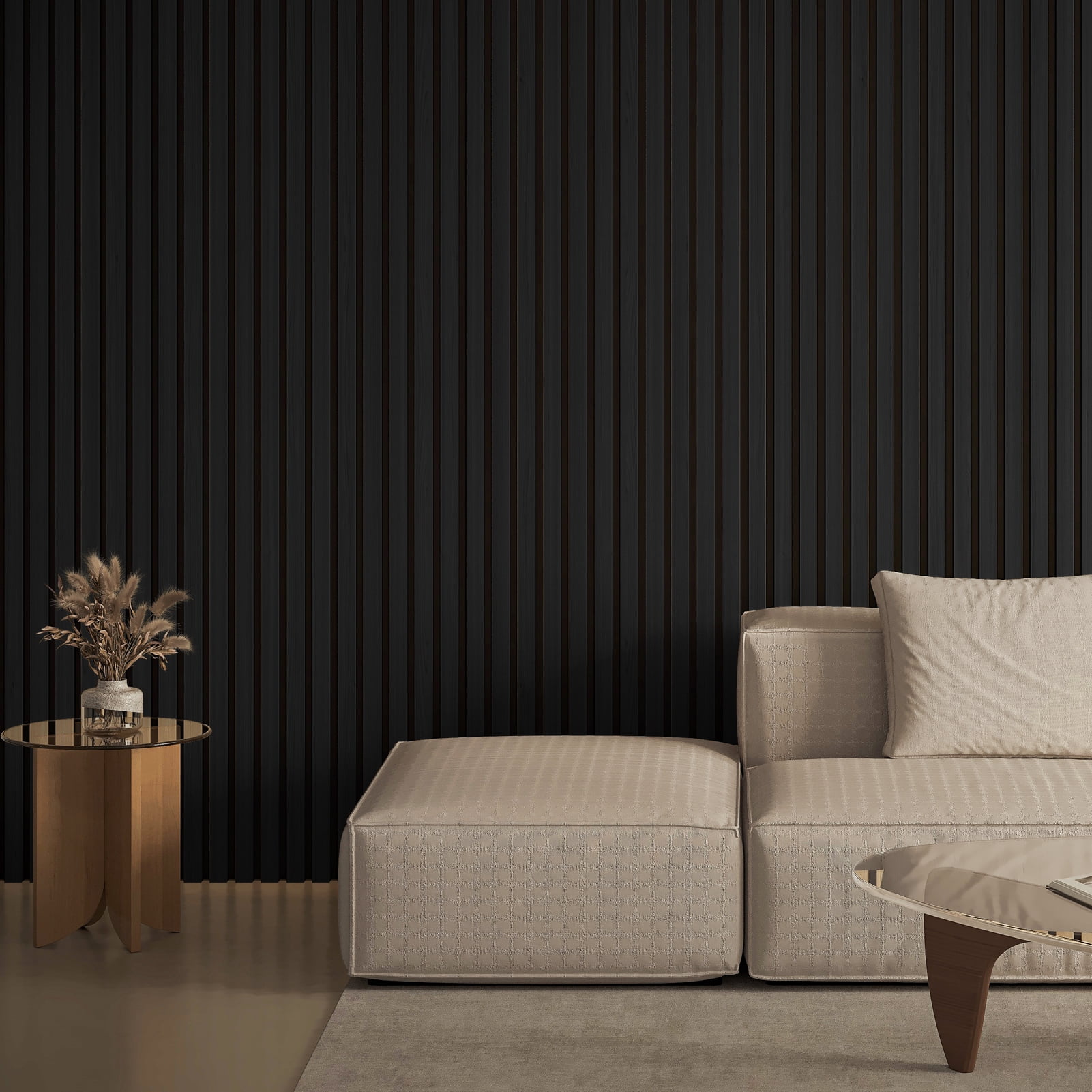 4Pcs 24" x 12" Wood Slat Acoustic Wall Paneling for Modern Interior wall Decor,MDF Accent Wooden Wall Panels,8 Sq.ft,Gray Oak