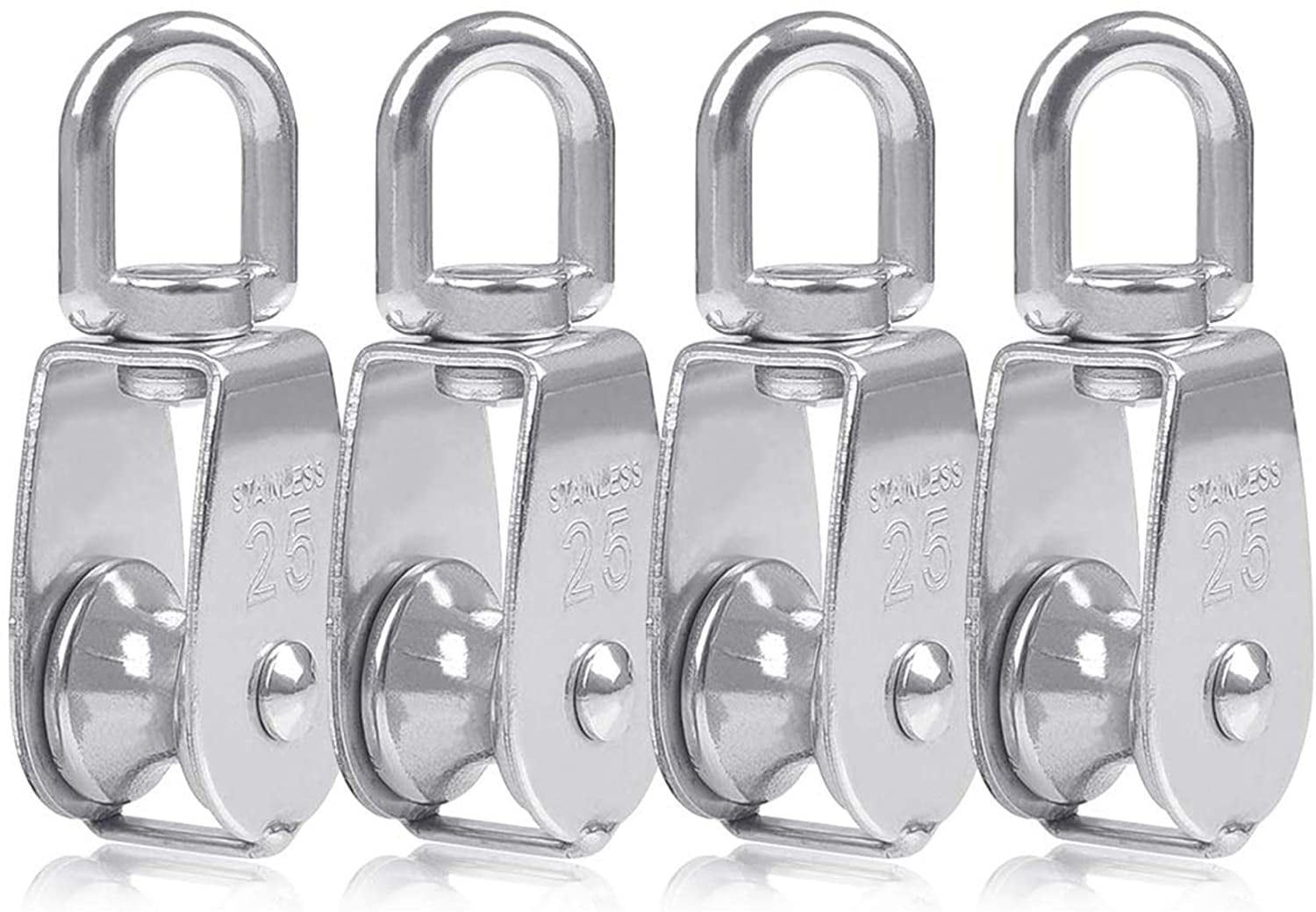 4Pcs 25Mm Silver 304 Stainless Steel One-Piece Blocks, One-Piece Crane ...